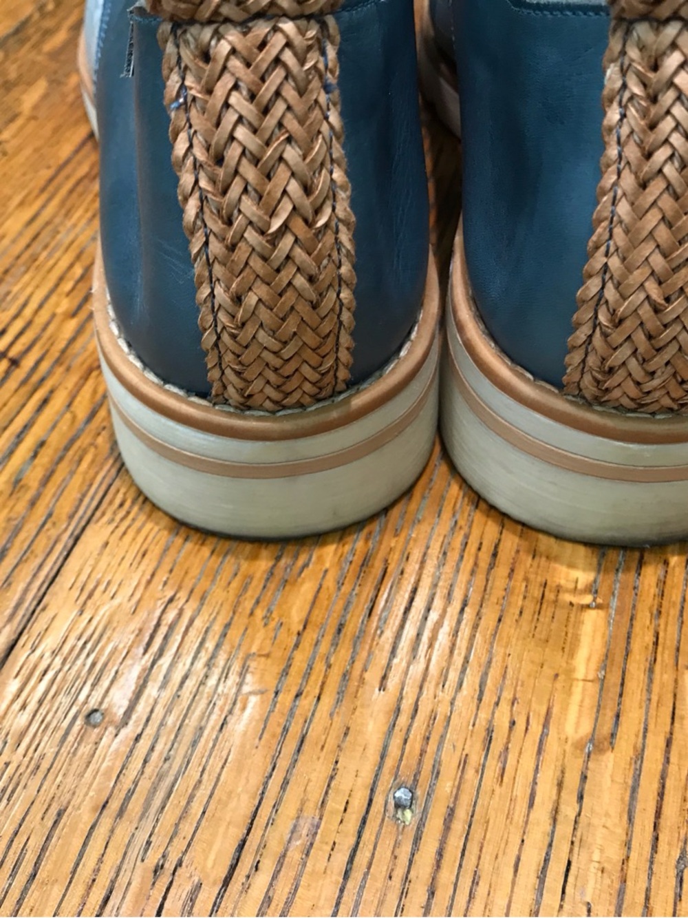 PIKOLINOS Two-Tone Blue Perforated Leather Lace-Up Oxfords - Picture 4 of 5